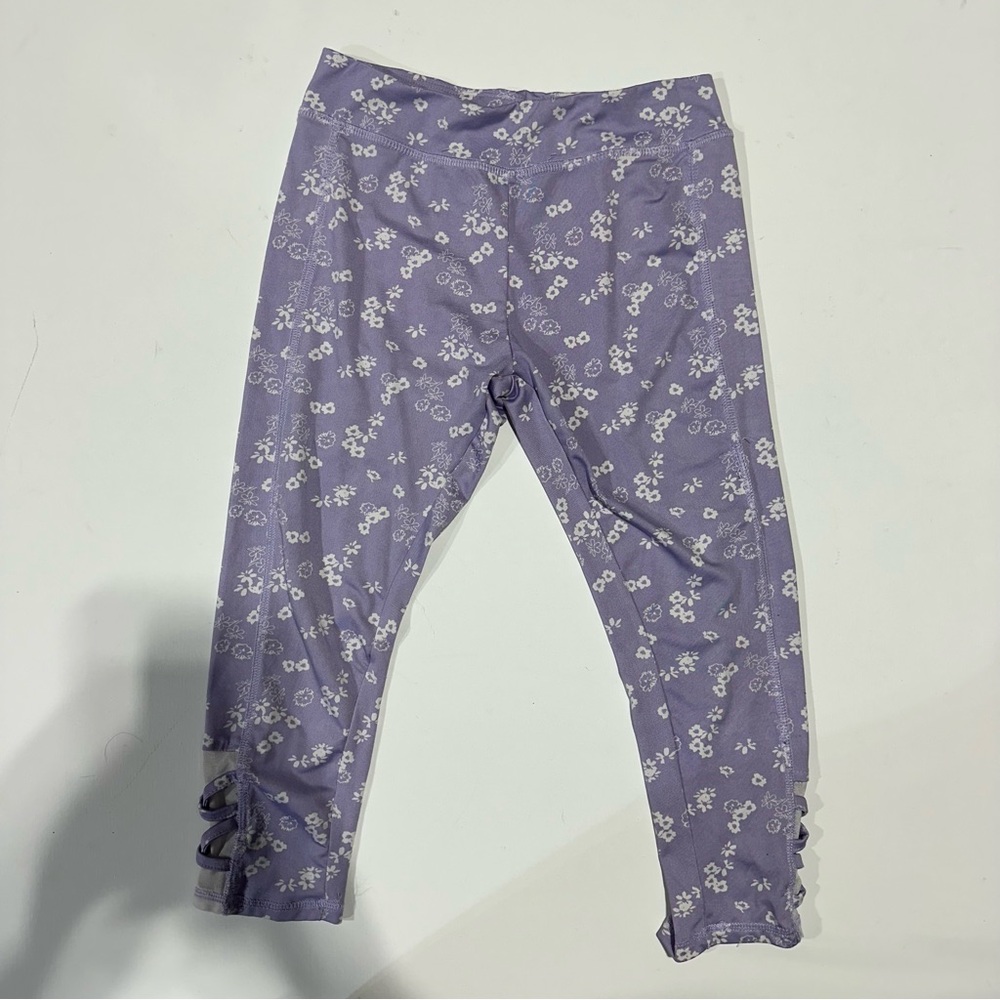 Marika girls purple floral leggings size XL 14/16